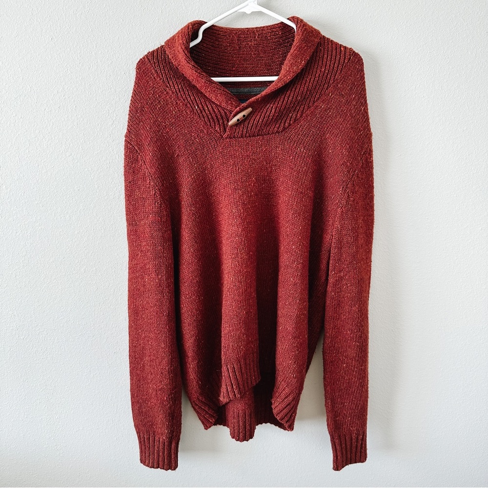 St. John’s Bay Polyester/Acrylic Collar Sweater Burnt/Rustic Orange Size Large